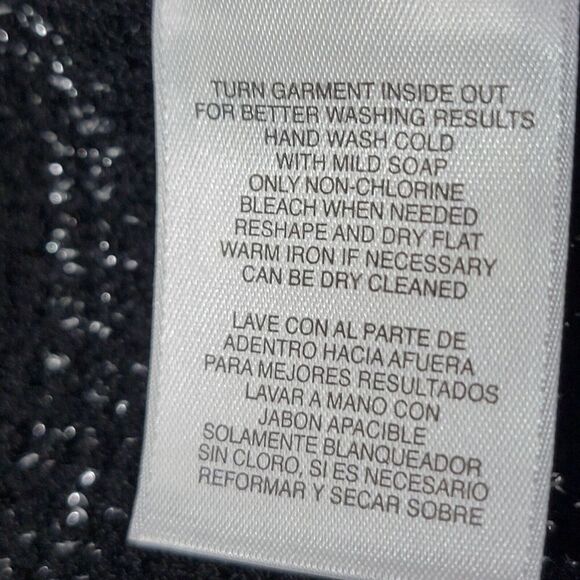 Jones New York Signature Cardigan Womens Large Black Silver Metallic Stripes - Picture 7 of 16